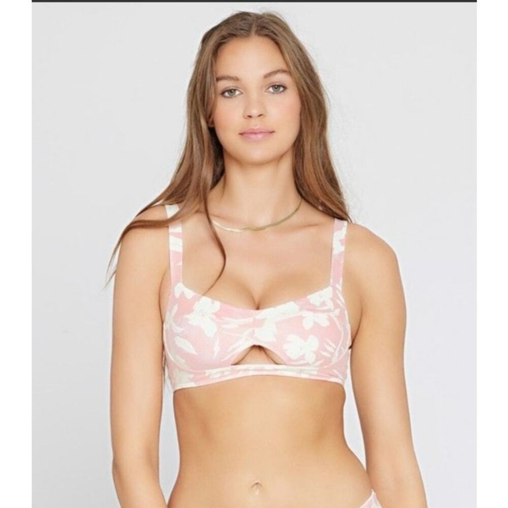 L*Space Flora Bikini Top in Paradise Blooms Pink Size D NWT